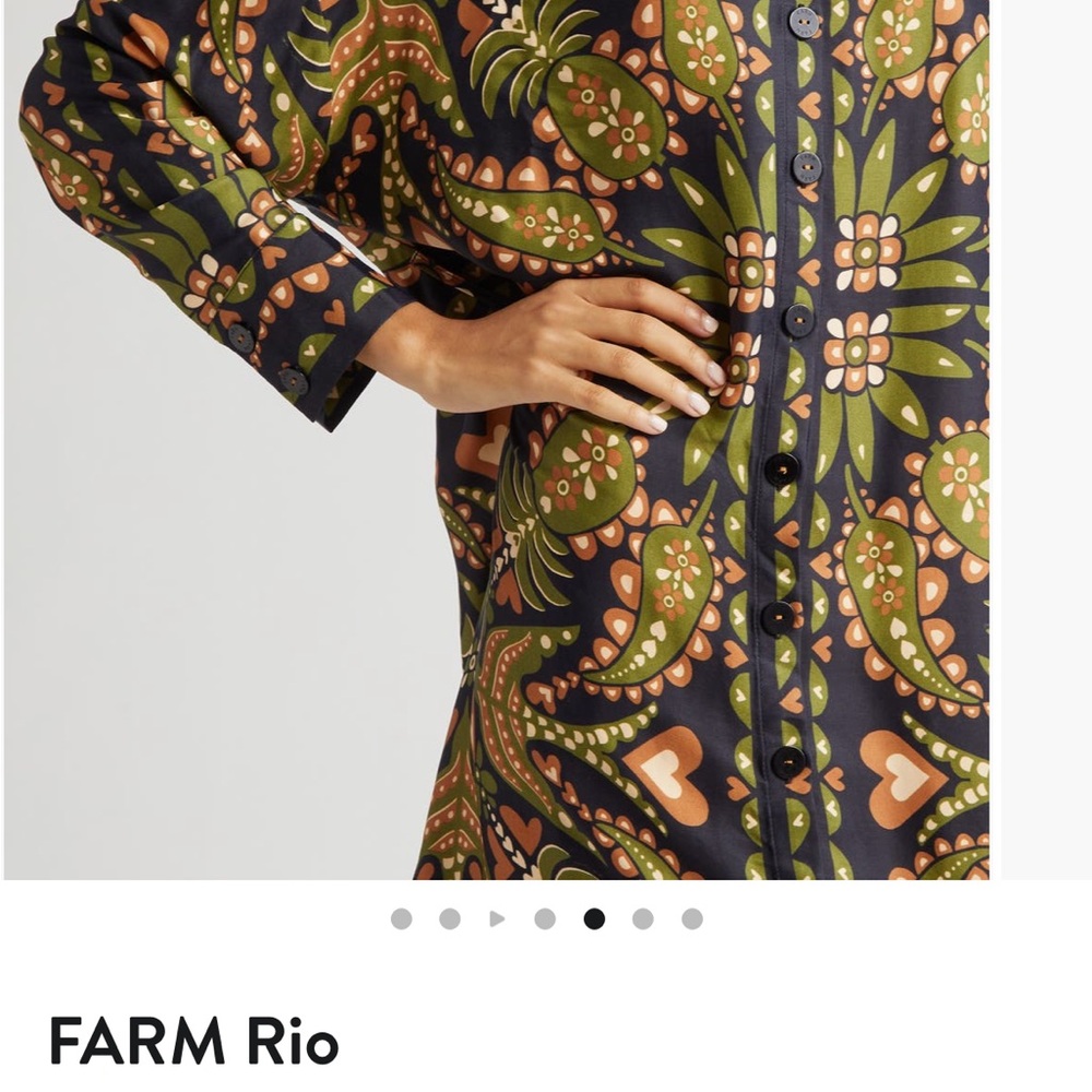 FARM Rio Green & Black Paisley Button-Front Shirt dress - Picture 2 of 4